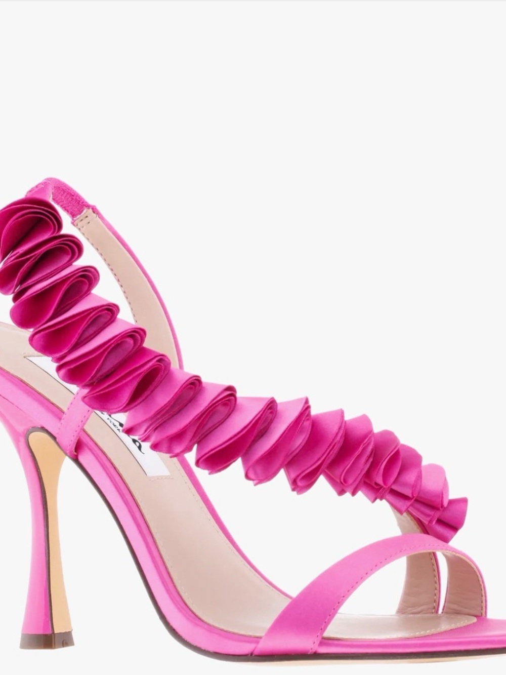 Nina Hot Pink Satin Ruffle Stiletto Sandal